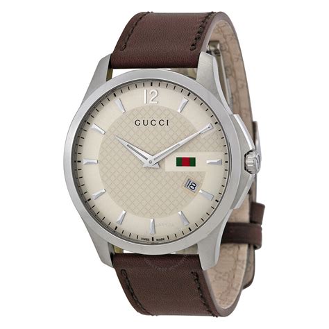 gucci brown leather cream dial|Gucci online shopping usa.